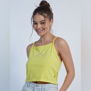 Levi's Yellow Graphic '90s Tank Top crop Large with sunflower i believe EUC